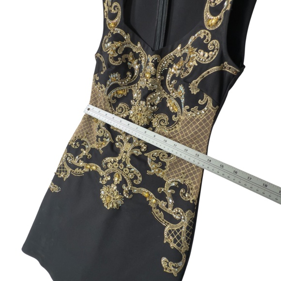 Nice Istanbul - Black Mini Dress With Breaded Gold Art Deco size 6 - Picture 6 of 8